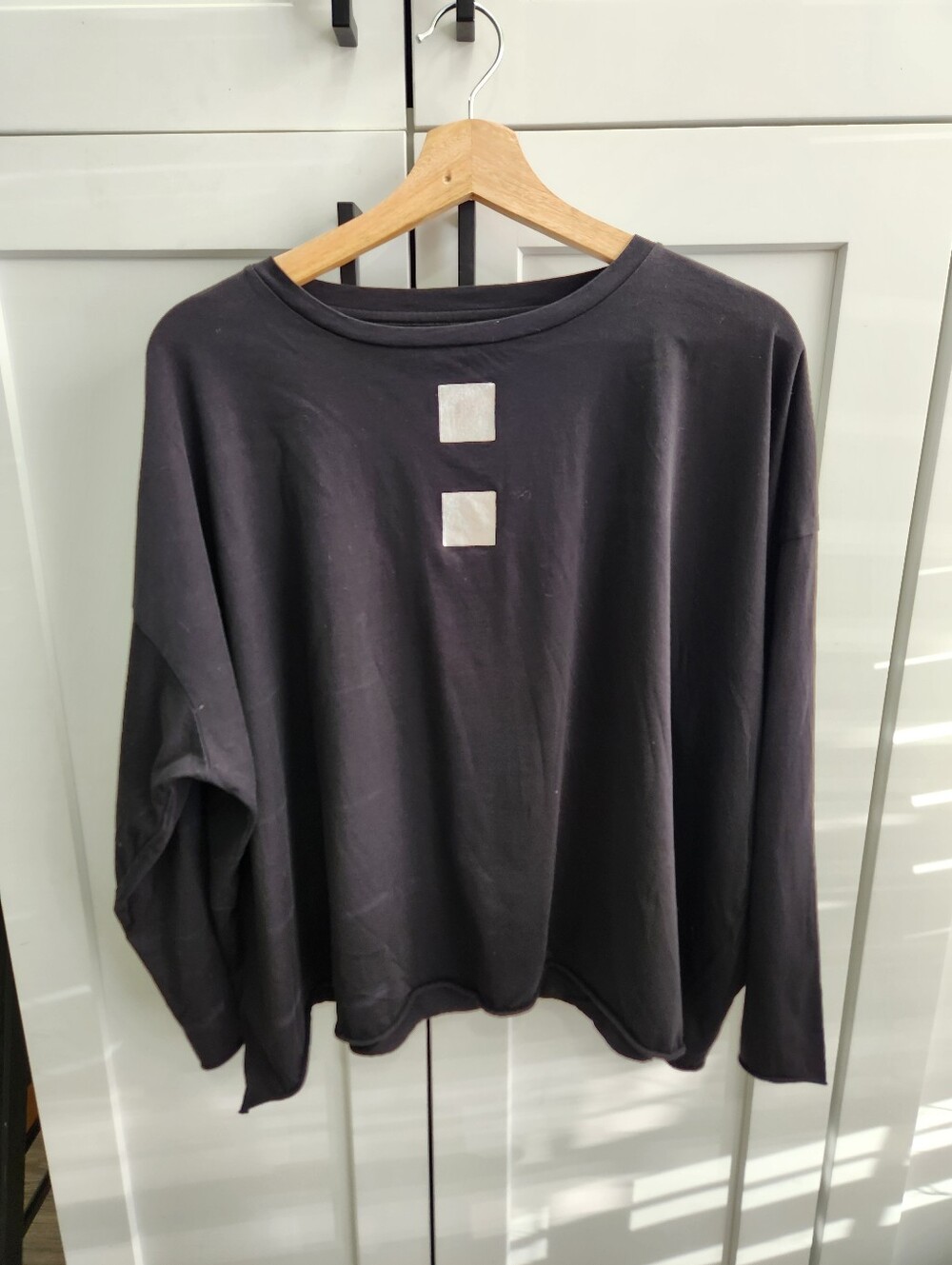 PLANET By Lauren G Pima Cotton Boxy Long Sleeve Tee Cube One Size Lagenlook - Picture 2 of 12